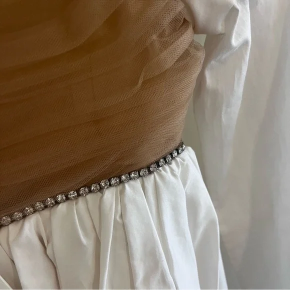 KHAITE Tracy crystal-embellished ruched tulle and cotton-sateen dress SIZE 2 - Picture 11 of 15